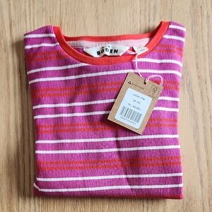 Mini Boden Vibrant Pink and White Striped Long Sleeve Tee NWT